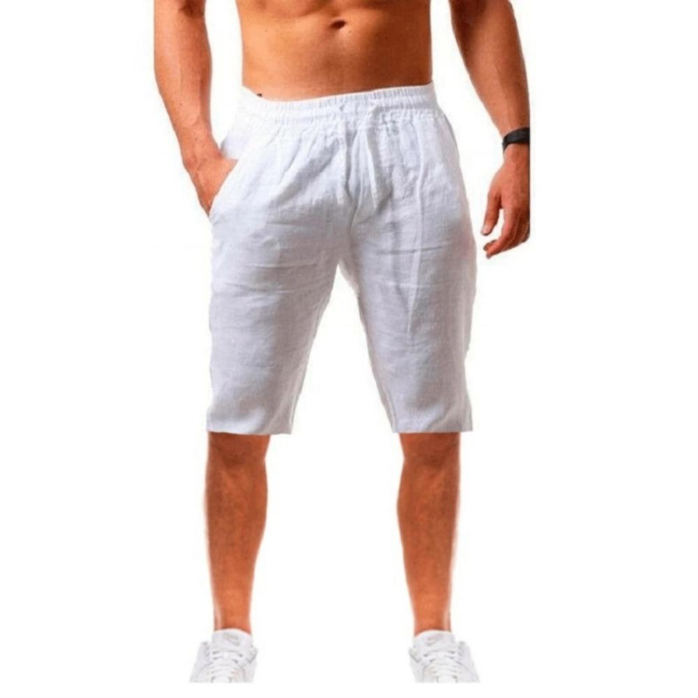 Nuevos pantalones cortos de lino y algodón para hombre, pantalones de lino de Color sólido transpirables de verano para hombre, ropa informal deportiva S-3XL
