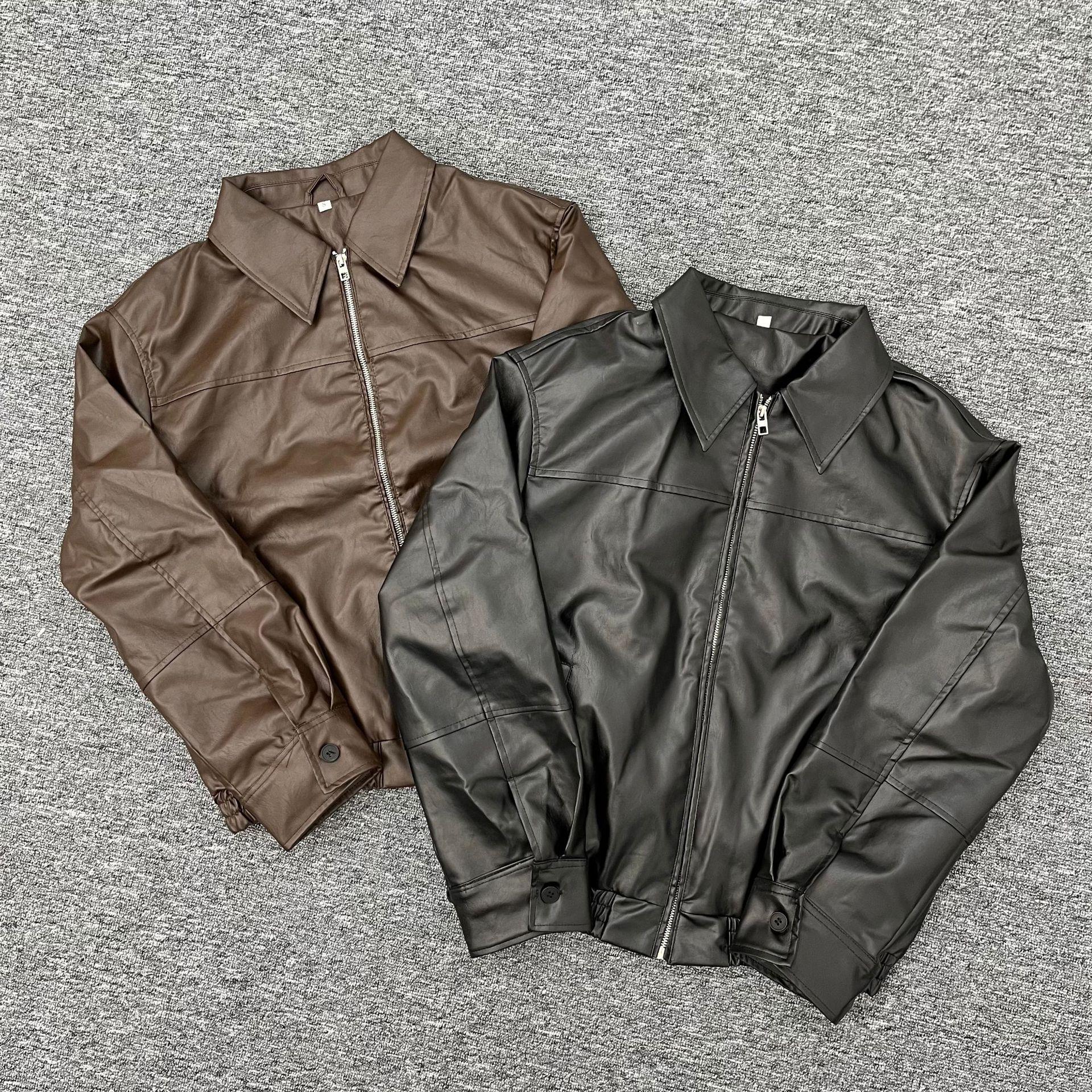 

2024 Women s Faux Leather Bomber Jacket - Autumn/Winter, Loose Fit, Lapel Design X-Large