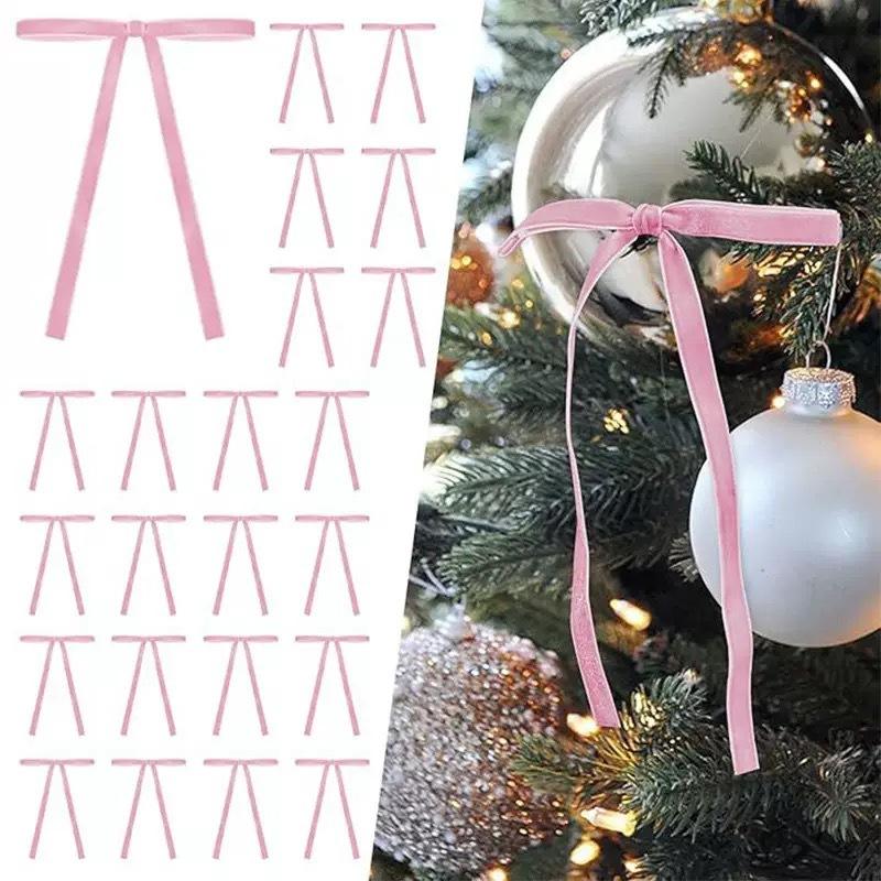 Fancyfamily 12PCS Christmas Tree Velvet Bow Decorative Pendants Christmas Decoration