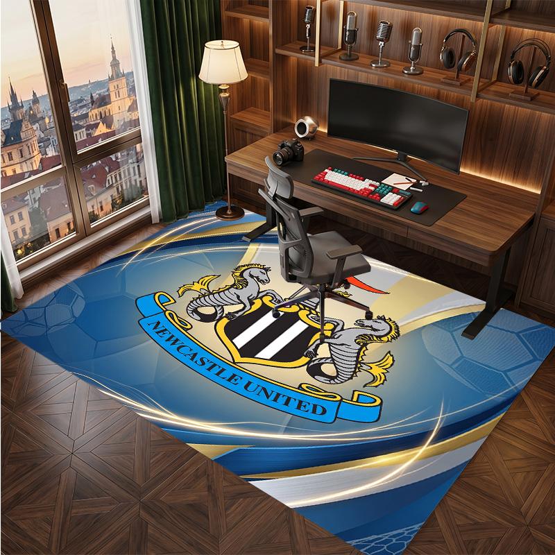 Tappeto in Velluto di Cristallo con Stampa di Calcio del Newcastle United, Comodo Assorbente d'Acqua Antiscivolo Tappeto per Pavimento Interno