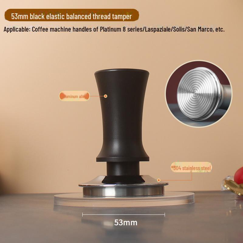 Balanserat elastiskt handtag Kaffe-tamper i rostfritt stål (51/53/58mm)