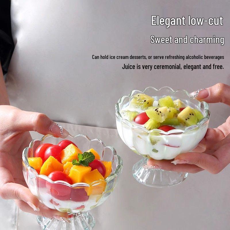 Minimalist Glass Dessert and Yogurt Cup for Salads and Ice Cream