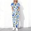 Women Plus Size Floral Printed Scrub Set Cutout Neck Short Sleeve Pocket Top Long Pants Two Piece
