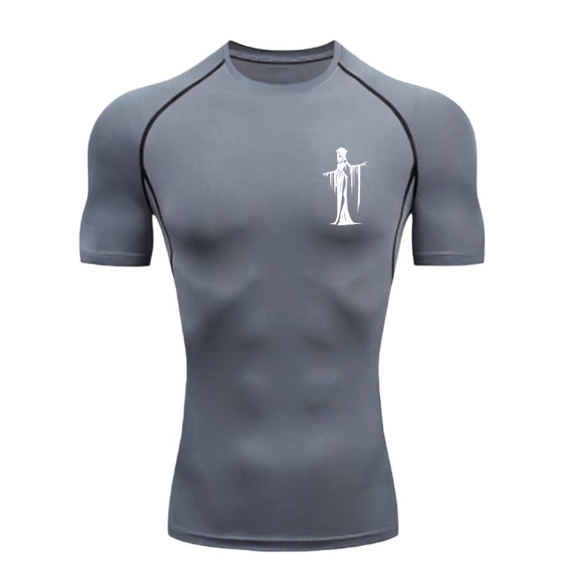 Gothic Ghost Design  Men's Sports T-shirt Training Fitness Compression Workout T-Shirt Athletic Tees