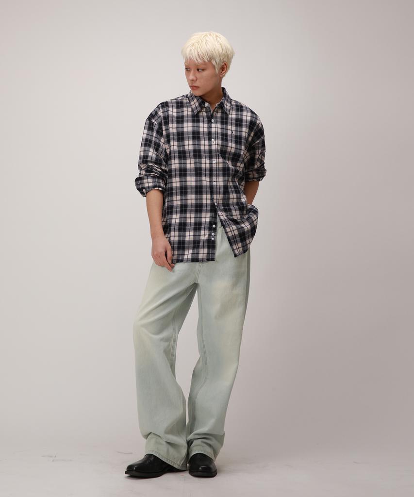 Dibellobeu Heritage Flannel Oversized Check Shirt_Navy