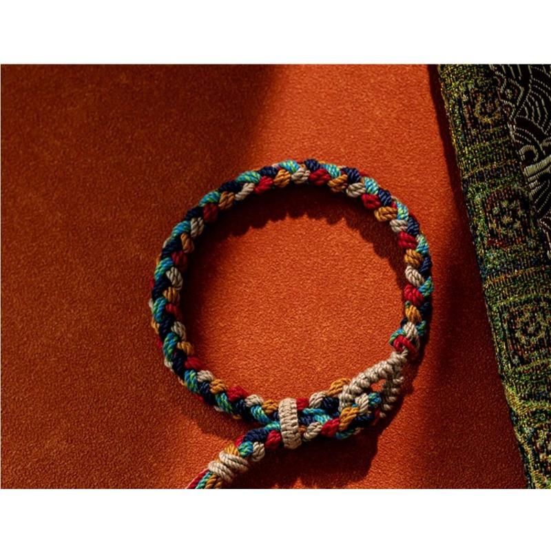 Hand-woven Colorful Hand Rope Plain Rope Hand Rubbing Cotton Bracelet Jewelry Ethnic Style Bracelet Adjustable Gift