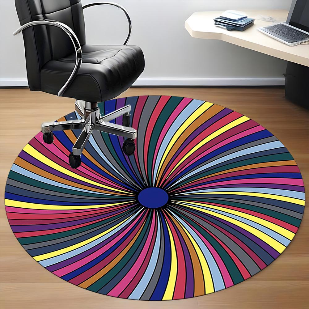 1pc Spiral Kaleidoscope Pattern Office Round Rug, Carpet for Office, Gaming, Lightweight Round Floor Mat yy260208010