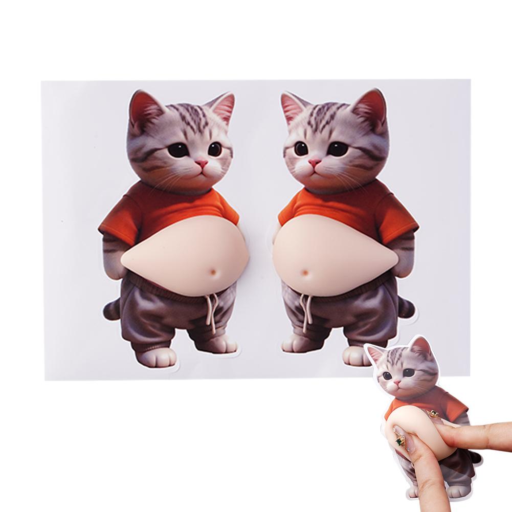 

Funny Orange Cat Squeeze Toy Anti Scratch Protector Sticker Super Soft Silicone Fat Belly Dog Car Rearview Mirror Decor Stress R