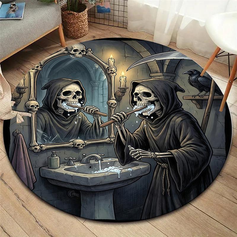 

Fun Death Reaper Round Area Rug,Carpet Rug for Living Room Bedroom Sofa Playroom Decor,Non-slip Floor Mat 80cmx80cm