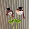 1Pcs Graduation Knitted Doctor Hat Bouquet Shiba Inu Plush Flower For Boys Girls Teacher Appreciation Gift Home Decoration
