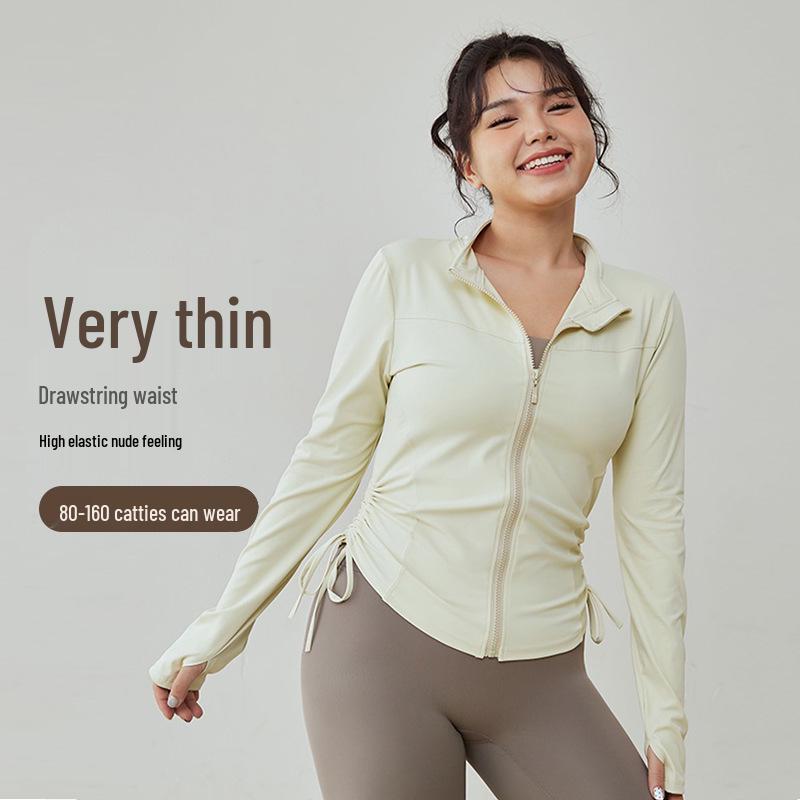 

Women’s Slimming Long Sleeve Stand Collar Running Yoga Jacket - Autumn/Winter Fashion Fitness Top with Zipper XXL