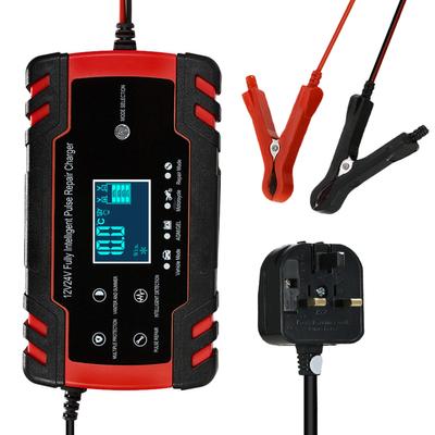 12V 24V Pulse Repairing Charger with LCD Display Motorcycle & Car Battery Charger AGM GEL WET Lead