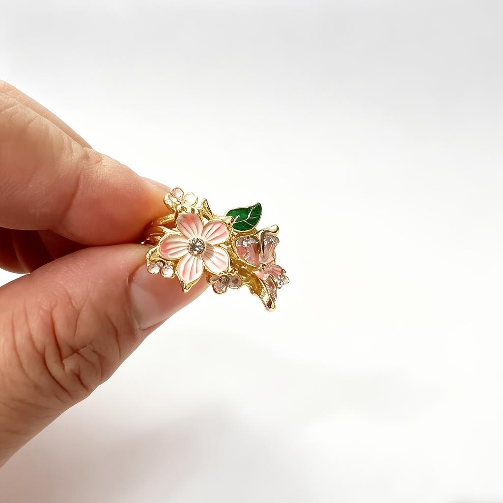 1 Item Elegant Butterfly Flower Ring High-quality Jewelry Open Ring Suitable for Women To Wear A Wedding Gift Irish Valentine's Day Gift