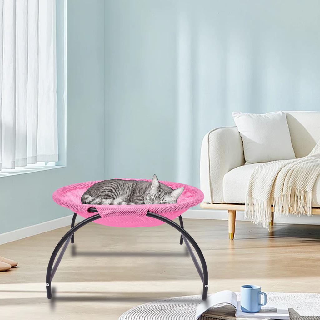 Elevated Cat Hammock Bed Breathable Mesh Removable Washable Stable Construction Pet Raised Swing Bed for Indoor Kitty