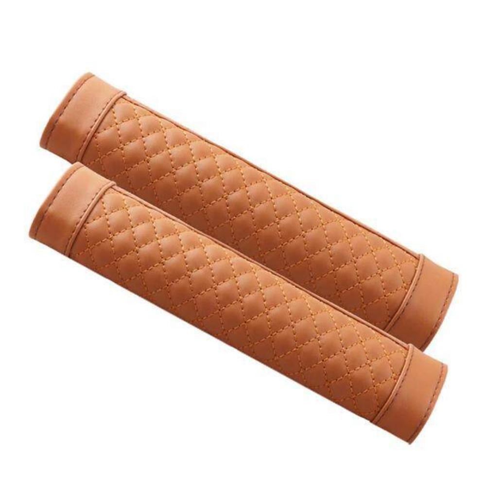 

2PCS PU Leather Safety Belt Shoulder Cover Breathable Padding Universal Protection Seat Belt Pad Black Beige Grey Brown коричневий