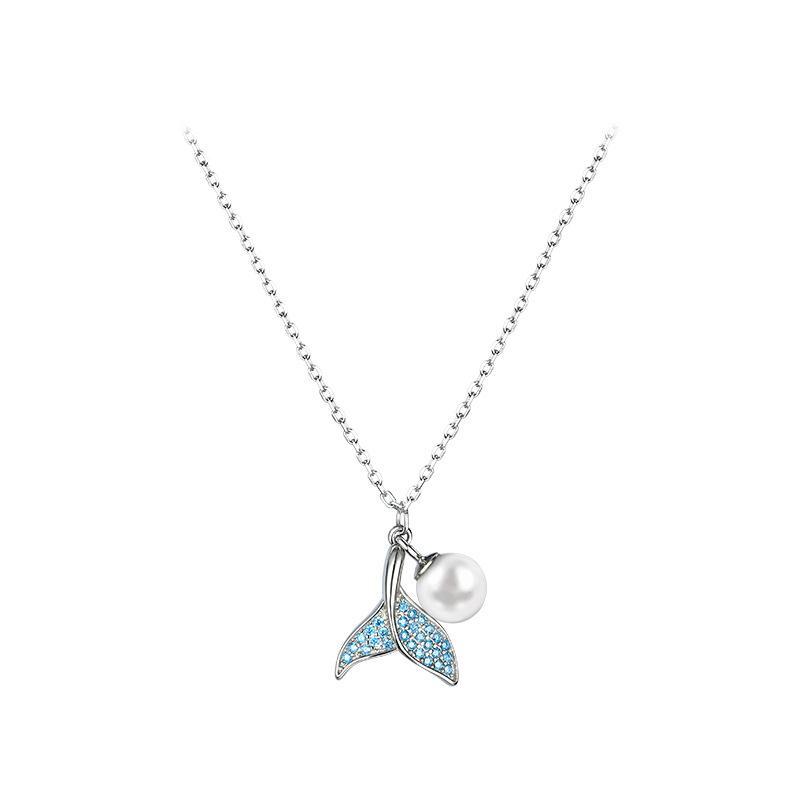 French Summer Fashion Design Sense Mermaid Pearl Pendant S925 Sterling Silver Necklace Women s 925 silver