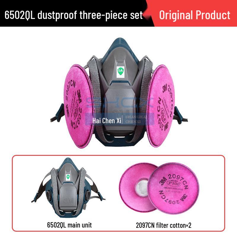 3M 6502QL Snabbspänne Anti-Formaldehyd Silikonmask Set för Skydd mot Sprutmålning