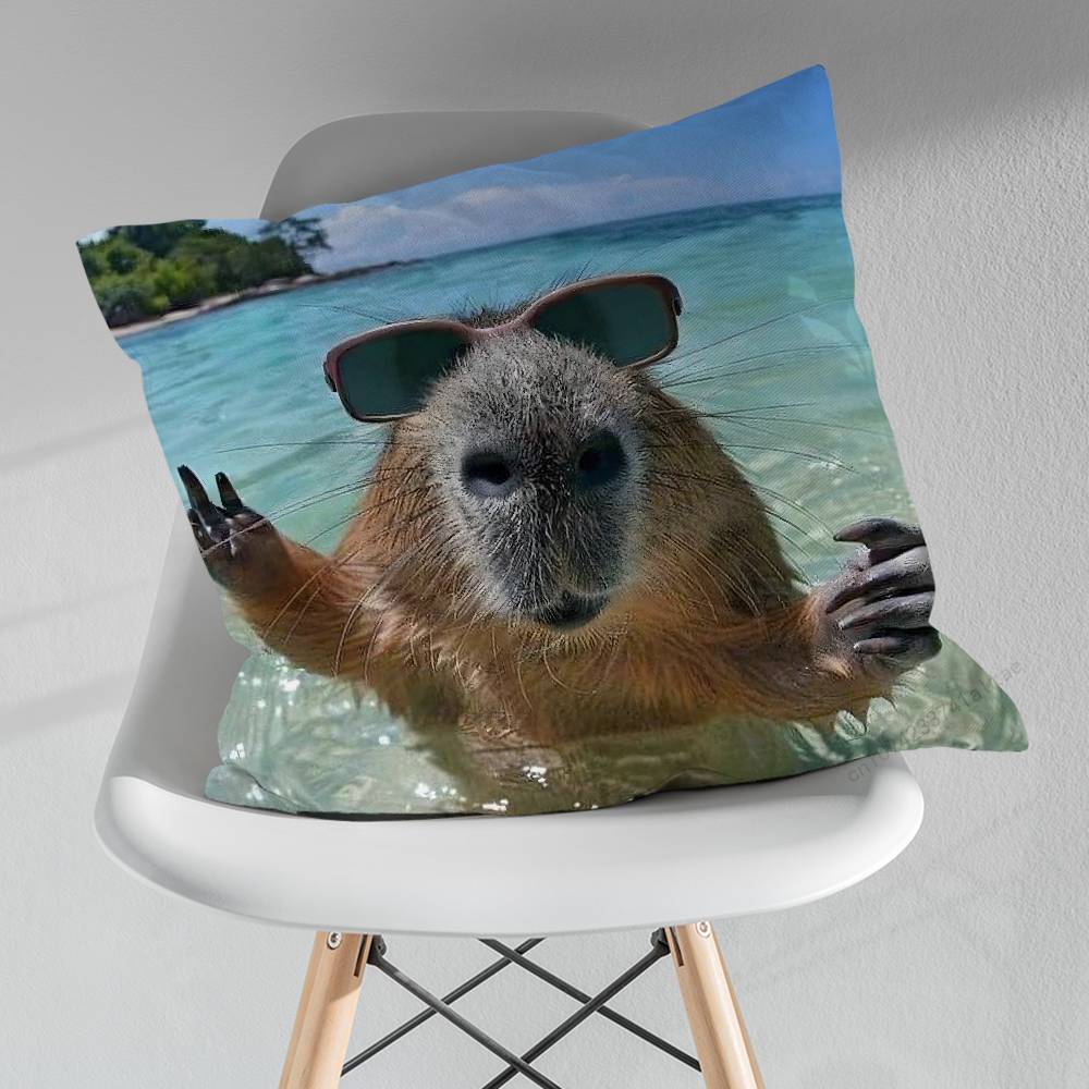 Cute Lindos Capibaras Various Sizes Square Pillow Case For Car Home Bedchamber Decor Birthday Gift