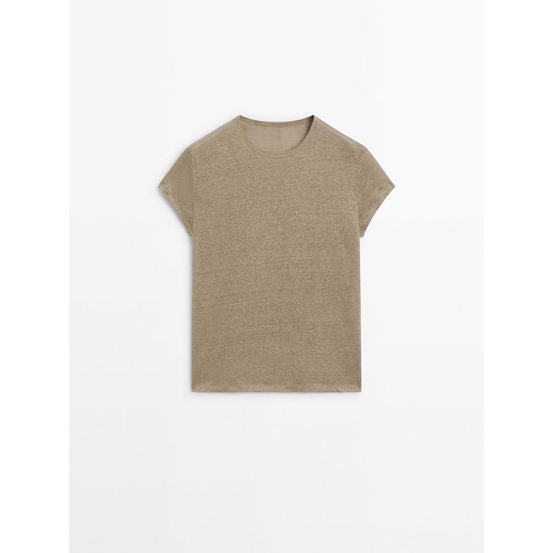 Za2025 Summer New Product Women's Clothes Basic Style Silm Slim Looking Shoulder round Neck Short Sleeve T-shirt 06220937 730
