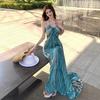 Thai neck sling dress female sexy backless seaside travel vacation photo skirt temperament beach dress