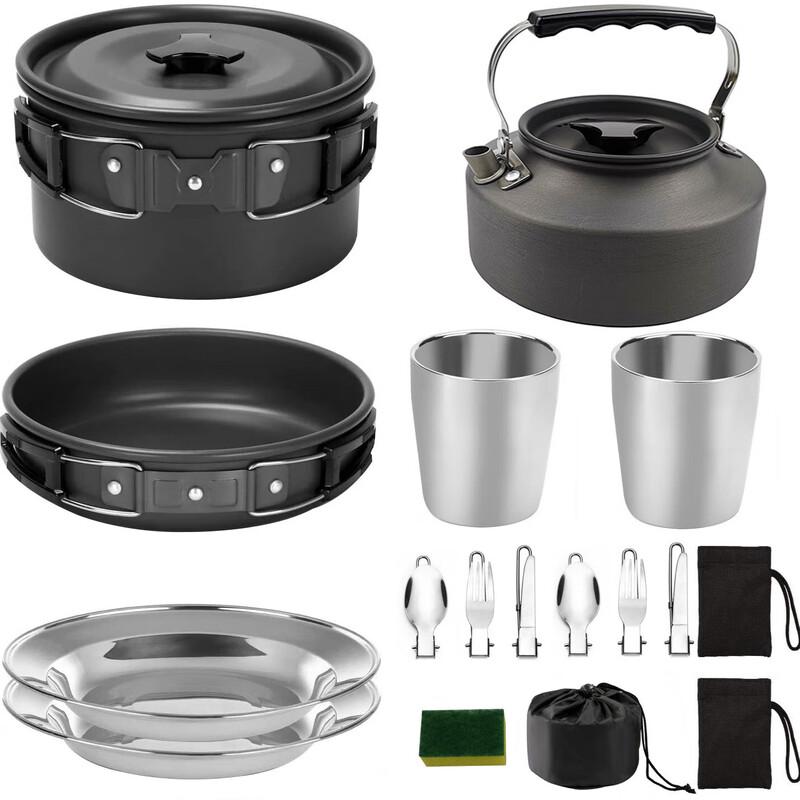 ZISIZ Portable Camping Cookware Set with Teapot