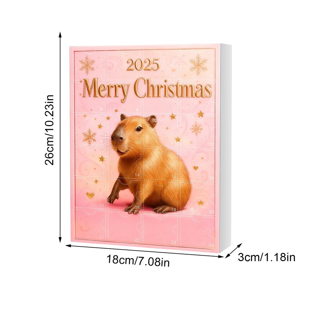 Capybara Advent Christmas 2025 2D Acrylic Decorations 24 Days Capybara Ornament Countdown Calendar for Home Living Room Family