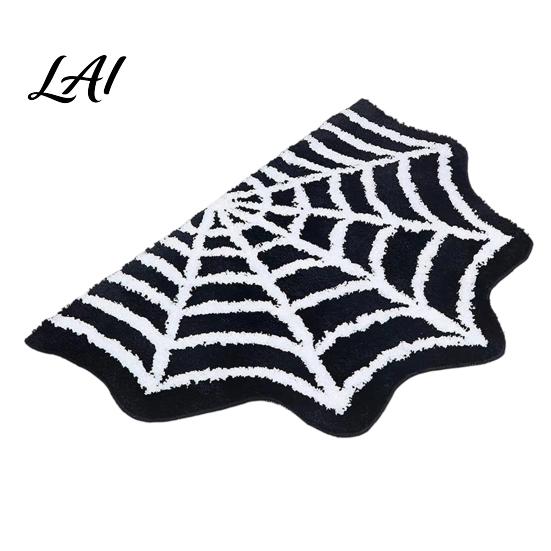 Halloween Floor Mat Bathroom Rug Spider Web Bath Mat Gothic Pumpkin Lantern Non-slip Rug Non-Slip Area for Front Door Bedroom Decorative Home Decor
