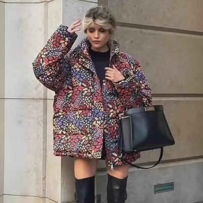 2024 Autumn/Winter European & American Women's Casual Printed Cotton Jacket