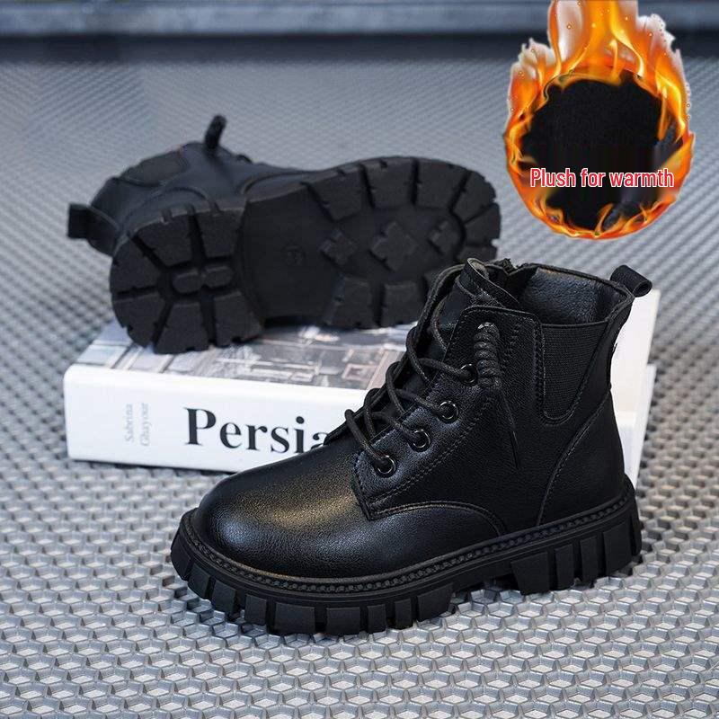 Stylish British-Style Children's Leather Boots - Non-Slip Martin Boots for Boys & Girls, Perfect for Autumn/Winter