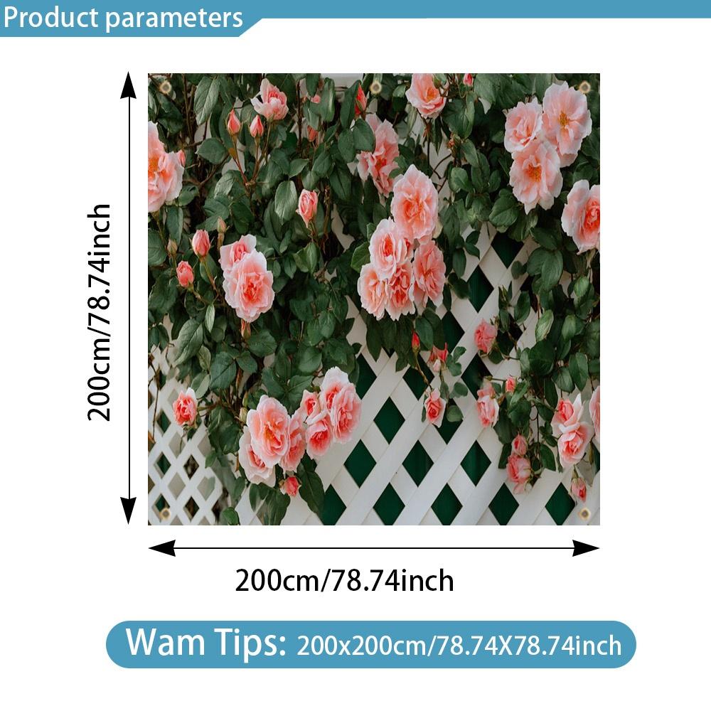 1Pcs Sunshade Pink Roses Trellis Decoration Background Winter Backdrop Decorations For Photo Studio Photo Booth Christams Party