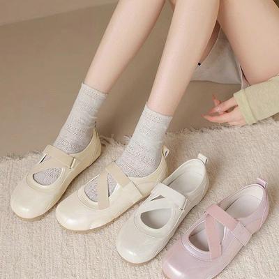 Popularne płytkie buty pojedyncze proste niemieckie buty treningowe lato 2025 nowe wszechstronne płaskie baletki Mary Jane kobiety
