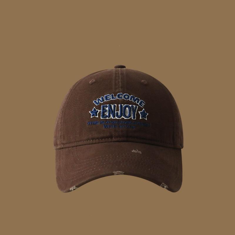Retro old ripped embroidery baseball cap children big head circumference show face small sunshade cap