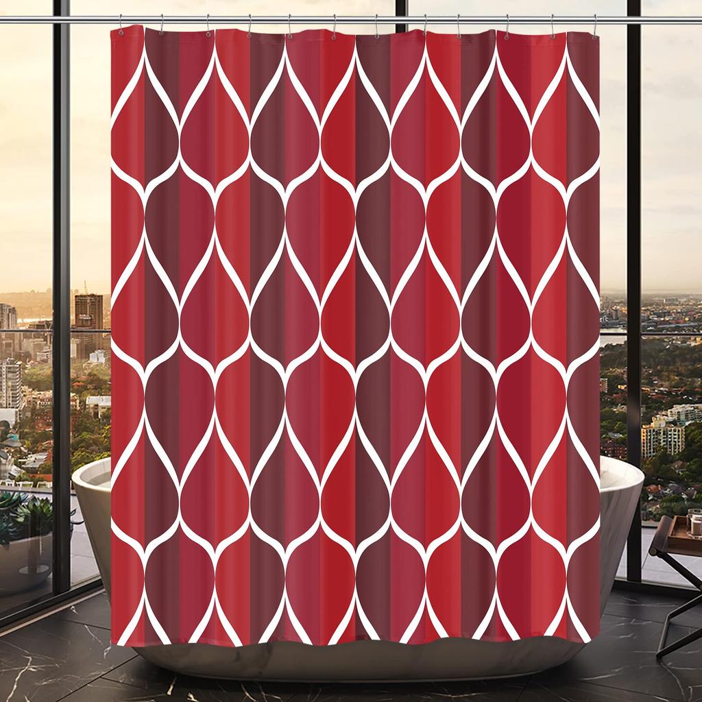 Aegean Blue Geometric Shower Curtain,Waterproof Polyester,Quick-Drying,Fabric Shower Curtains Set For Bathroom,Durable Washable