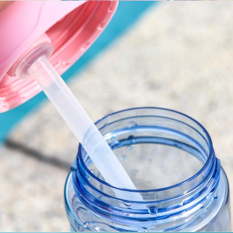 Borraccia per Bambini da 500ml con Cannuccia Senza BPA Bambini Bere Tazza Sana per Scuola Grande Capacità Estate Sport Tazze di Plastica da Uomo e Donna