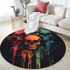 Colorful Skull,Round Area Rug,Carpet Rug for Living Room Bedroom Sofa Playroom Decor,Non-slip Floor Mat