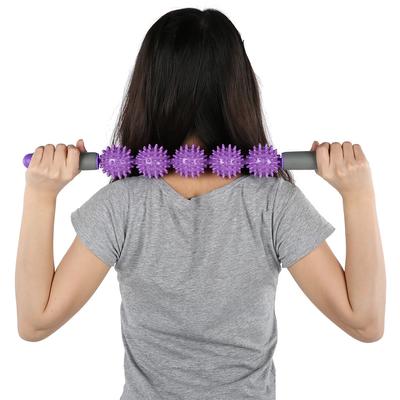 2Pcs Massage Stick Muscle Relaxation Massager Five Balls Spiky Fascia Rods Yoga Roller