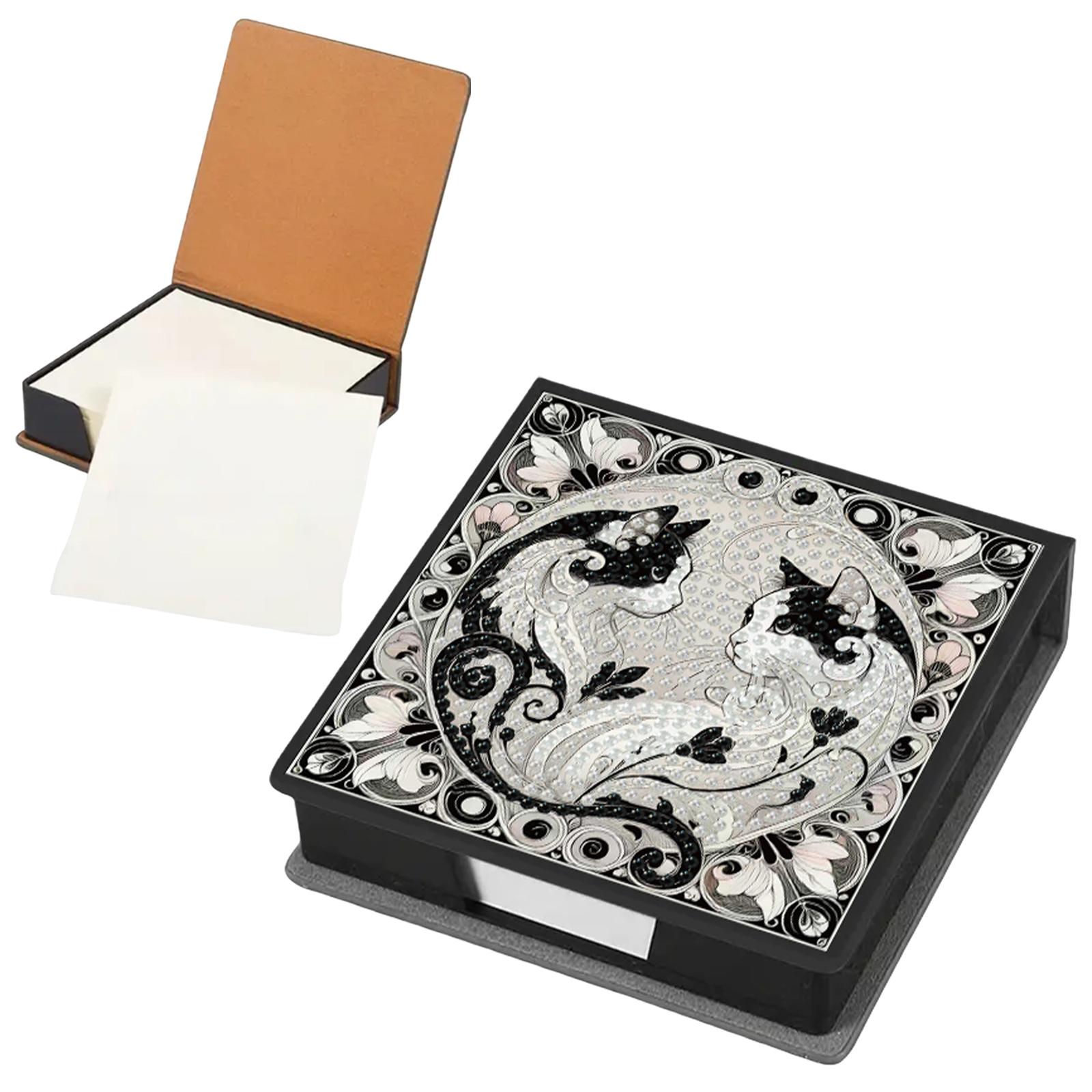 

5D DIY PU Diamond Painting Kit Note Box with 160 Sheets Paper Memo Paper Storage Box for Living Room Home Office Decoration