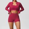 Cloud Feel Yoga Brushed Sports Jacket & Casual Pilates Running Fitness Three-Piece Set