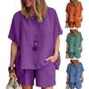 2 Teile/satz Frauen Top Shorts Set O Hals Kurze Ärmel Lose Elastische Taille Einfarbig Atmungsaktiv Soft Casual Homewear Zwei-stück Sport T-shirt Hose