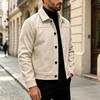 Herren Vintage Knopfleistenjacke mit Reverskragen, Kurzer Wollmantel für Frühling und Herbst