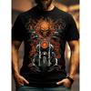 European Sizes Men's Plus Size 3D Motorcycle & Biker Graphic T-Shirt - Full-Body Hot Transfer Print, Short Sleeve Round Neck Casual Summer Tee