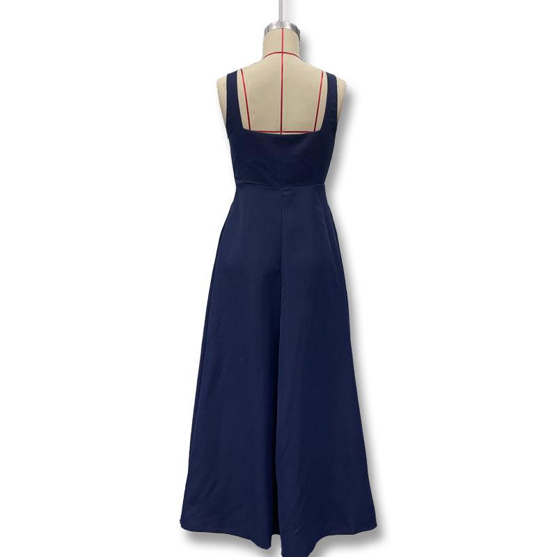 2025 Summer European & American Women's Square Neck Sleeveless Waist-Hugging Dress