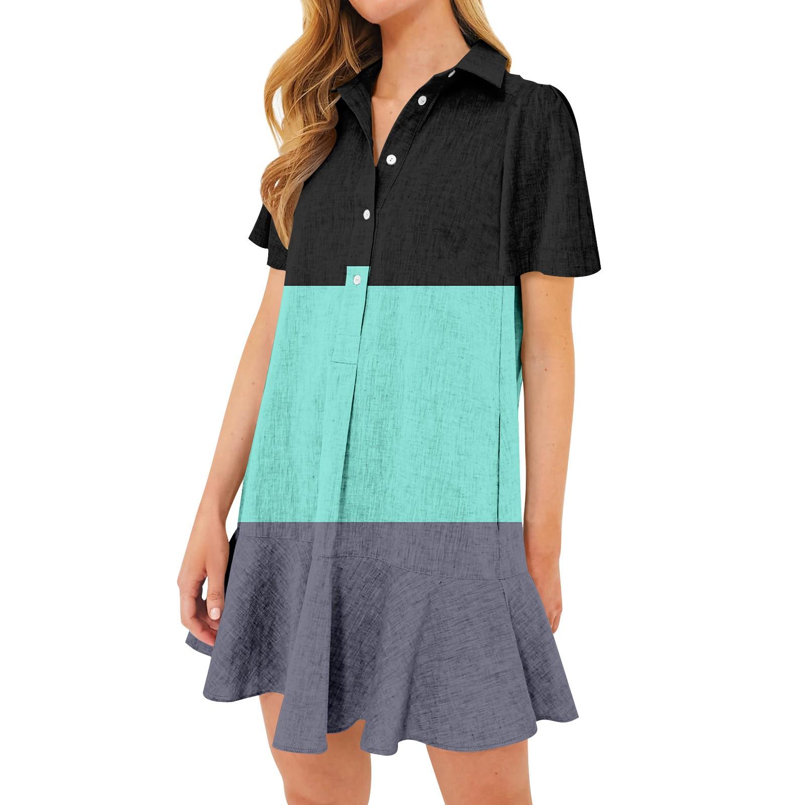 

Женская повседневная рубашка с полуоткрытым краем и рюшами в стиле пэчворк, платья с короткими рукавами и принтом XL