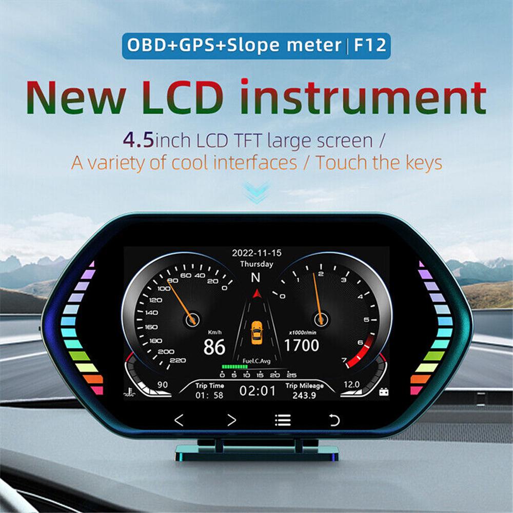 Multi-function HD Instrument F12 HUD OBD2 GPS Car Head Up Display Windshield Car Speedometer Security Alarm