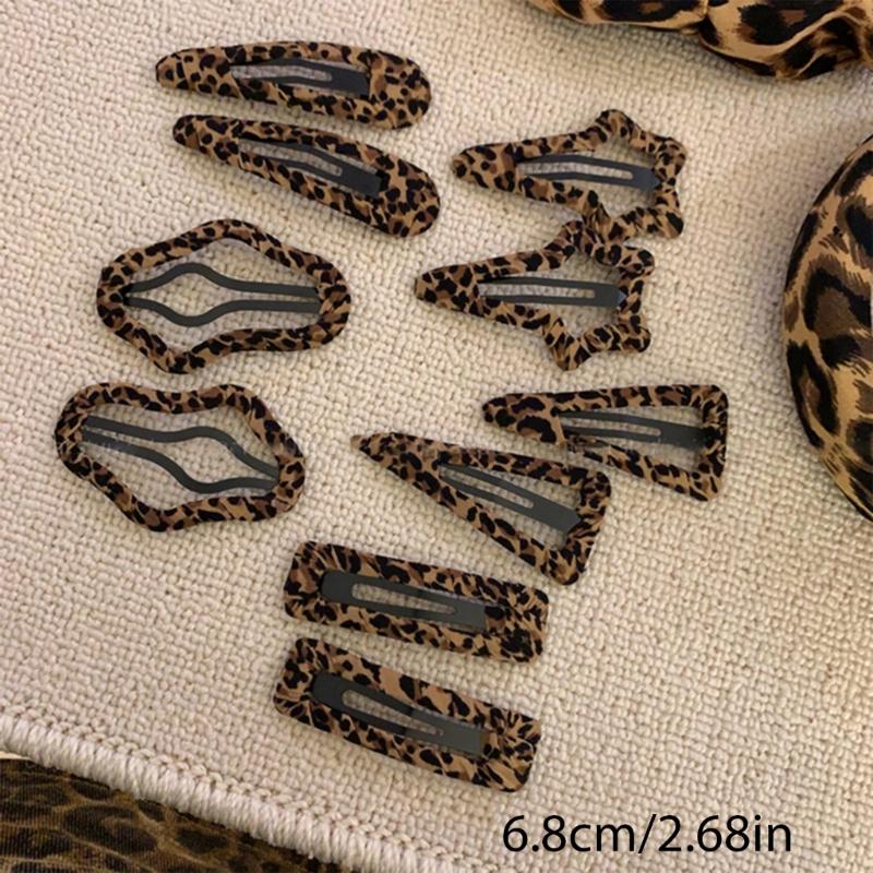2PCS Vintage Leopard Print Water Drop Hair Clip For Women Fashion Jewelry Everyday Wear Hair Accessories