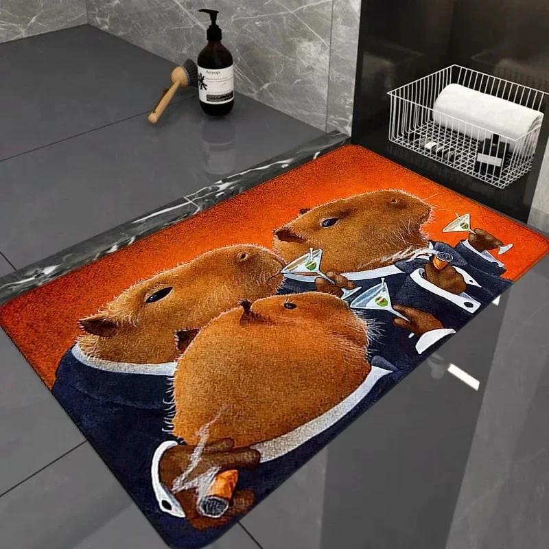 

Capybara Animal Print Welcome Mat Indoor Home Decorations Kitchen Corridor Balcony Long Rugs Bedroom Non-slip Entrance Doormat 40x60cm 16x24 inch