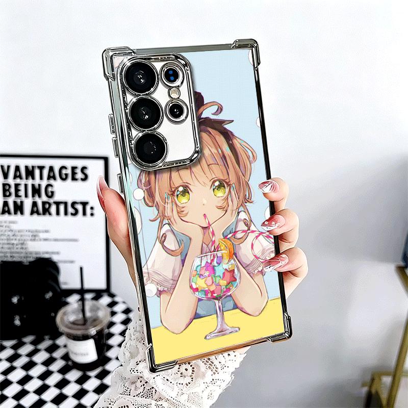 CardCaptor Sakura Anime Plating Phone Case For Samsung Galaxy S24 S25 FE S26 Edge S23 Ultra S22 S21 Plus S20 Anti-Fall Airabag C