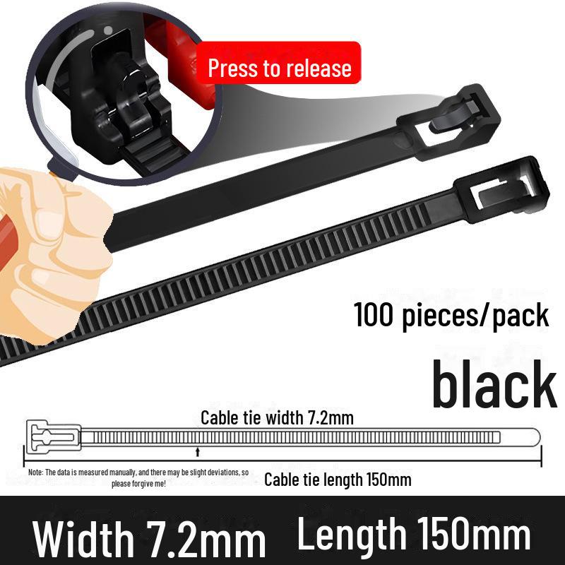 Reusable Nylon Cable Tie with Square Head, Black & White