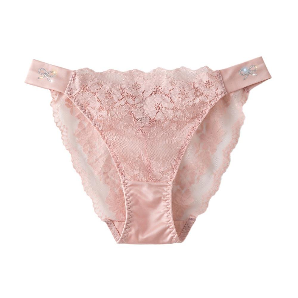 Transparent Floral Lace Panties Bow Women's Underpants Fashion Rhinestone Mesh Briefs  Girls