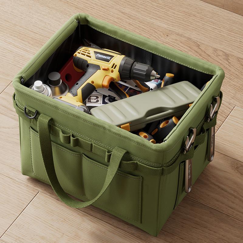 Foldable Oxford Cloth Tool Bag, Multifunctional Storage Pouch With Side Pockets